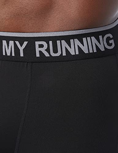 MEETYOO Leggings Hombre, Compresión Secado Rápido Pantalones Deporte Mallas Largas para Running Fitness Yoga, Negro-1, M