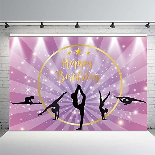 MEHOFOND Telón de Fondo de Gimnasia de 7 x 5 pies,Fondo de fotografía Morado,Fondo de Ballet para niñas,Escenario,Luces Brillantes,decoración de Fiesta,Fondo de Tarta,Estudio de Fotos