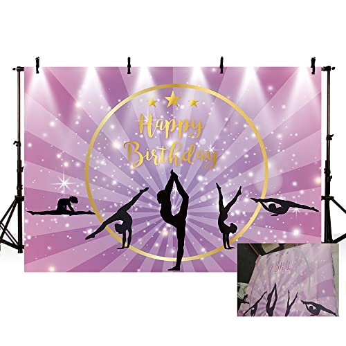 MEHOFOND Telón de Fondo de Gimnasia de 7 x 5 pies,Fondo de fotografía Morado,Fondo de Ballet para niñas,Escenario,Luces Brillantes,decoración de Fiesta,Fondo de Tarta,Estudio de Fotos