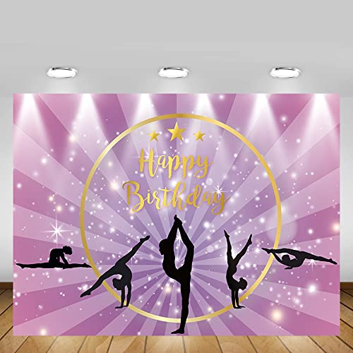 MEHOFOND Telón de Fondo de Gimnasia de 7 x 5 pies,Fondo de fotografía Morado,Fondo de Ballet para niñas,Escenario,Luces Brillantes,decoración de Fiesta,Fondo de Tarta,Estudio de Fotos