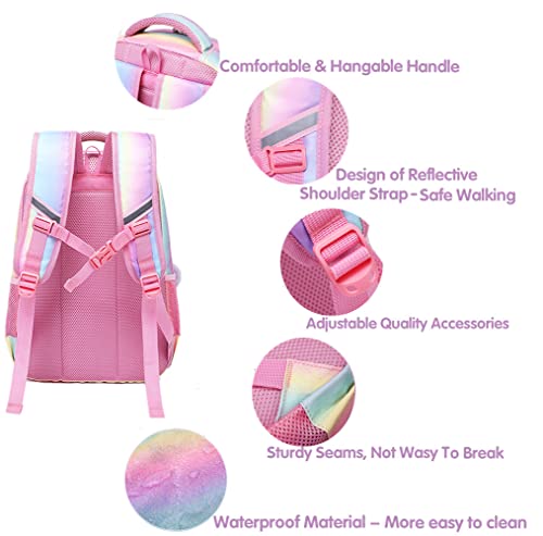 Meisohua Mochila Rainbow Glitter para niñas - Mochila Preescolar para niños Lindos Mochila de Viaje Ligera Mochila Informal Encantadora Regalo para niñas 3 Packs - Rainbow