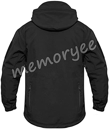Memoryee Hombres Chaquetas Softshell Exteriores Forro Polar Impermeables Abrigos Tácticos Militares Cálidos Camuflaje Abrigo/Black(New)/L