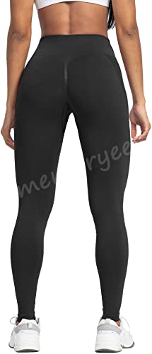 Memoryee Leggings Deportivos Mujer Push Up Mallas Anticeluliticos Pantalones Fitness Suaves Cintura Alta Elásticos Leggins Yoga/Black/M