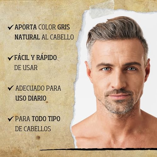 Men's Master Champú Repigmentante para Hombres con Canas | Con Aceite de Baobab y Coloración en 5 min | Aporta un Tono Gris Claro Natural | Sin Amoníaco, Sin Oxidante y Sin Peróxido | 120 ml
