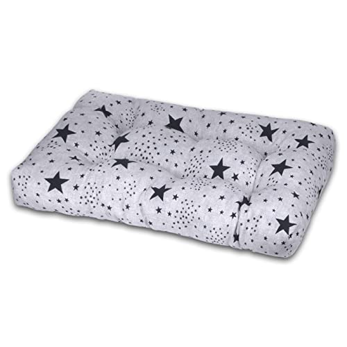 MERCURY TEXTIL- Cama de Mascota, Colchón para Perro, Colchoneta Reversible Estampada Relleno de Espuma para Interior y Exterior. (Small, Estrellas)