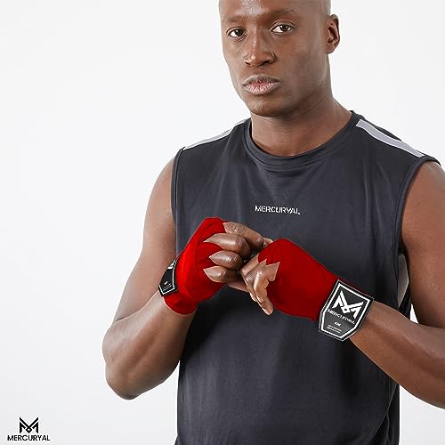 MERCURYAL Vendas Boxeo 4m para Proteger la Mano - Vendas Boxeo Guantes Interiores - Cinta Boxeo - Hand Wraps Muay Thai MMA Kick Boxing Artes Marciales - Vendas para Mujeres y Hombres (4 M, Negro)