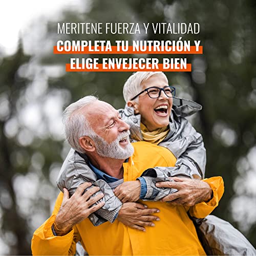 Meritene Fuerza y Vitalidad - Alimento Formato Polvo – Batido de Proteínas Vitaminas y Minerales –Fresa - Nutricional y Refuerzo del Sistema Inmunitario