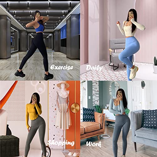 Merlvida Cintura Alta Leggins Deportivos Mujer Push Up Elástico Leggings Mujer Sin Costuras Mallas Deporte Mujer Slim Mayas Deportivas Control de Barriga Ropa Deportiva Pantalones Mujer Yoga Fitness