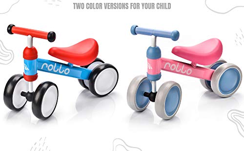 meteor Bicicleta sin Pedales para Niños 1-5 años hasta 20 kg Ultraligera Mini Bici Bebés Infantil Andadores Bebé Equilibrio con Sillín y Manilar Regulable Ruedas bombeadas First Bike (Rollo Blue/Red)