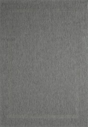 Mia's Teppiche Málaga - Alfombra para interior y exterior, tejido plano, diseño moderno, colores elegantes, adecuada para balcón y terraza, lavable y resistente a la intemperie, antracita, 240 x 340