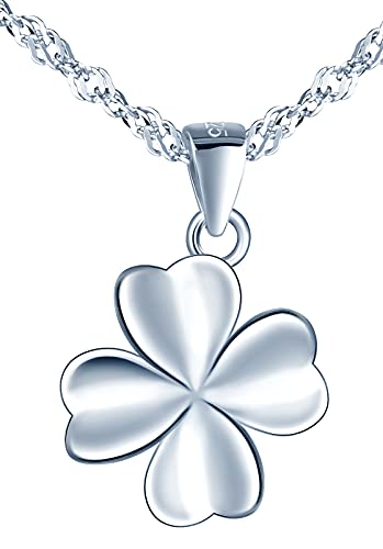 MicVivien Collar Mujer Plata de Ley 925 Colgante de Trébol Plata, Trébol 4 Hojas Joyas Mujer para Madre Mamá Abuela Hija Niña Esposa Novia