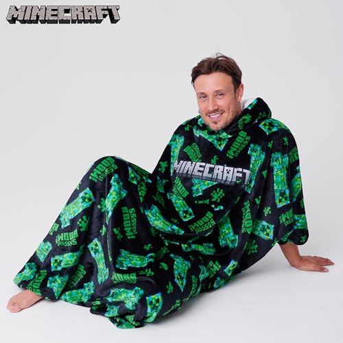 Minecraft Sudadera Hombre - Sudadera Manta Hombre con Capucha de Forro Polar, Talla Única, Oversize - Regalos Hombre