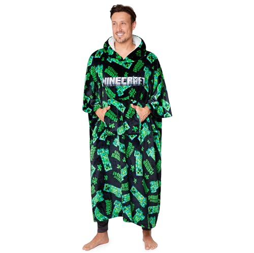 Minecraft Sudadera Hombre - Sudadera Manta Hombre con Capucha de Forro Polar, Talla Única, Oversize - Regalos Hombre