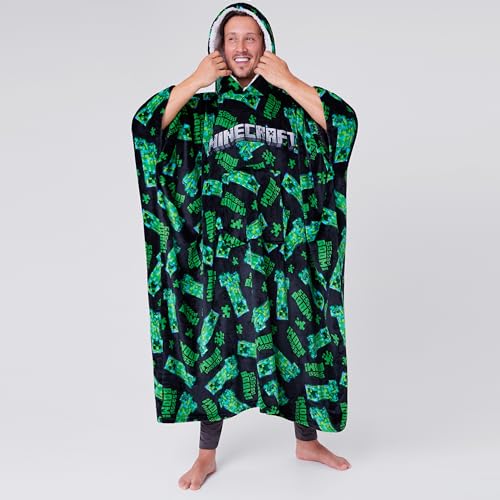 Minecraft Sudadera Hombre - Sudadera Manta Hombre con Capucha de Forro Polar, Talla Única, Oversize - Regalos Hombre