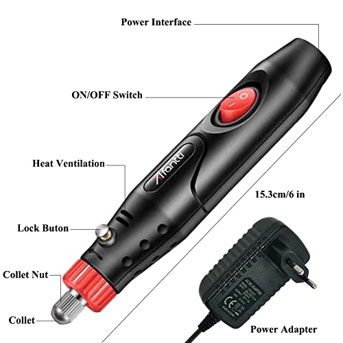 Mini Herramienta Rotativa Multifunción Amoladora Eléctrica con Cable Multiherramienta Taladro Bricolaje | 121 Accesorios | Negro | para Pequeñas Manualidades & Proyectos