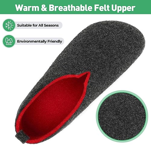 Mishansha Zapatillas de Estar por Casa Hombre Mujer Pantuflas de Fieltro Calentitas Cómodas Zapatillas de Casa de Invierno Antideslizante y Lavable Zapatos de Casa, Negro, 43EU