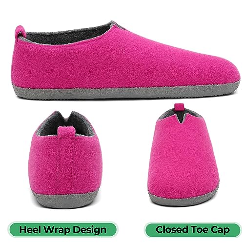 Mishansha Zapatillas de Estar por Casa Hombre Mujer Pantuflas de Fieltro Calentitas Cómodas Zapatillas de Casa de Invierno Antideslizante y Lavable Zapatos de Casa, Rosa, 40EU