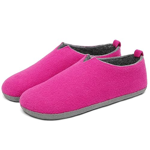 Mishansha Zapatillas de Estar por Casa Hombre Mujer Pantuflas de Fieltro Calentitas Cómodas Zapatillas de Casa de Invierno Antideslizante y Lavable Zapatos de Casa, Rosa, 40EU