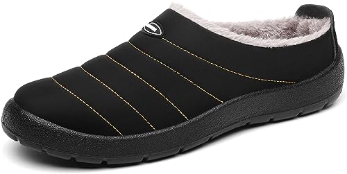 Mishansha Zapatillas de Estar por Casa Mujer Hombre Invierno Zapatos de Casa con Cómodas Forro de Cálidas - Suela Antideslizante para Exterior e Interior,Tinta Negro 41