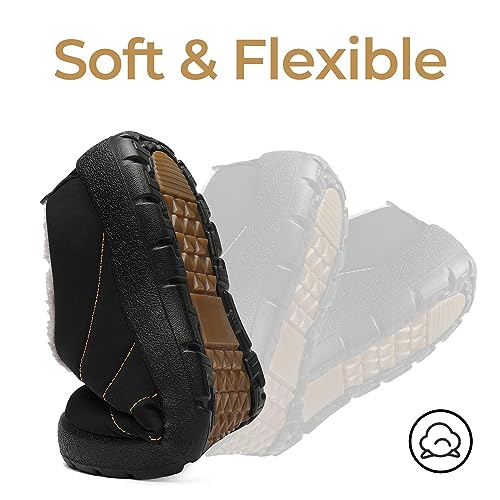 Mishansha Zapatillas de Estar por Casa Mujer Hombre Invierno Zapatos de Casa con Cómodas Forro de Cálidas - Suela Antideslizante para Exterior e Interior,Tinta Negro 41