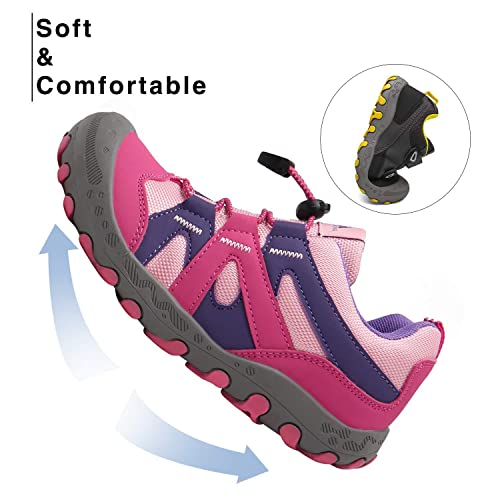 Mishansha Zapatillas de Senderismo Niña Trekking Zapatos Niños Zapatos para Camina Ligero Zapatillas de Malla Resistentes Running Cordones Elásticos Rojo 38