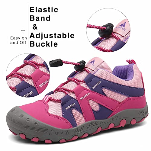 Mishansha Zapatillas de Senderismo Niña Trekking Zapatos Niños Zapatos para Camina Ligero Zapatillas de Malla Resistentes Running Cordones Elásticos Rojo 38