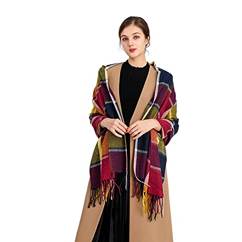 Miss Lulu Bufanda Mujer Invierno Caliente Mantas Cozy Pashmina Chal Grande Larga Tartán Enrejado Mantón 200 x 60cm