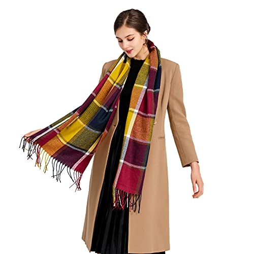 Miss Lulu Bufanda Mujer Invierno Caliente Mantas Cozy Pashmina Chal Grande Larga Tartán Enrejado Mantón 200 x 60cm