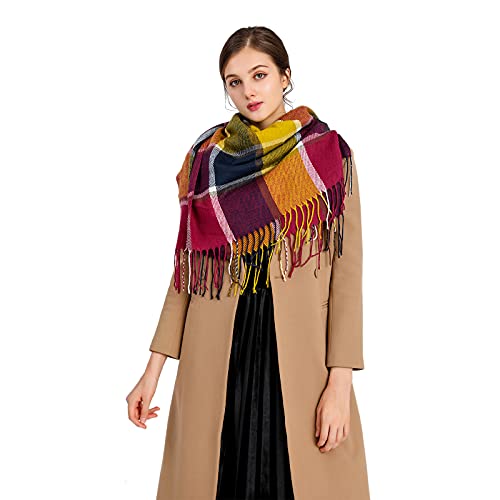 Miss Lulu Bufanda Mujer Invierno Caliente Mantas Cozy Pashmina Chal Grande Larga Tartán Enrejado Mantón 200 x 60cm