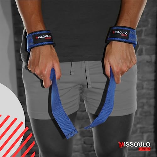 MISSOULO FITNESS Straps Gym. Correas de Levantamiento de Pesas de Neopreno para Gimnasio, Powerlifting y Crossfit. Agarres Ideales para Levantamiento de Mancuernas, Barras y Entrenamientos de Fuerza.