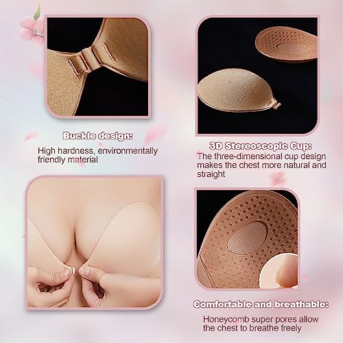 MIVAIUN 2 Pares Sujetador Sin Tirantes, Sujetador Invisible Push Up Sin Espalda, Sujetador Adhesivo Silicona, Reutilizable Sujetador Adhesivo Push Up, para Vestido y Boda