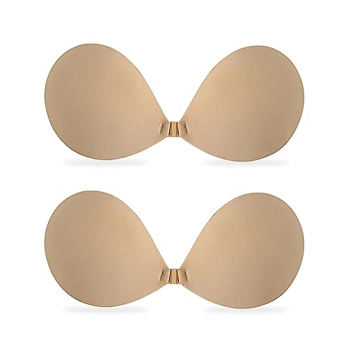 MIVAIUN 2 Pares Sujetador Sin Tirantes, Sujetador Invisible Push Up Sin Espalda, Sujetador Adhesivo Silicona, Reutilizable Sujetador Adhesivo Push Up, para Vestido y Boda
