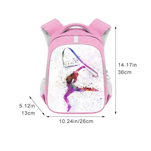 Mochila escolar para niña mochila con estampado de gimnasia rítmica mochila de gran capacidad mochila de viaje mochila para atleta de baile