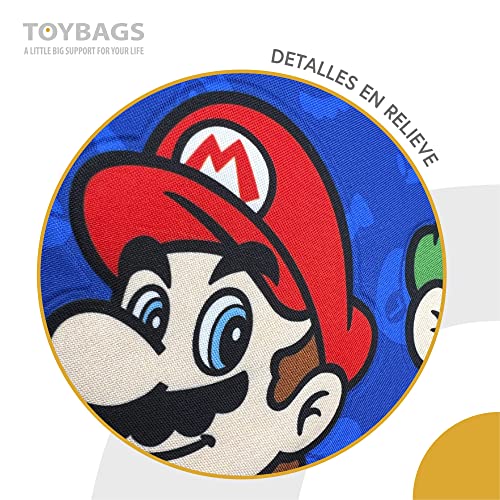 Mochila Escolar Super Mario y Luigi - Doble Compartimento y 2 Bolsillos Frontales - 2 Bolsillos Laterales - Detalles Reflectantes - Interior Forrado - 40 x 30 x 16 cm - Toybags