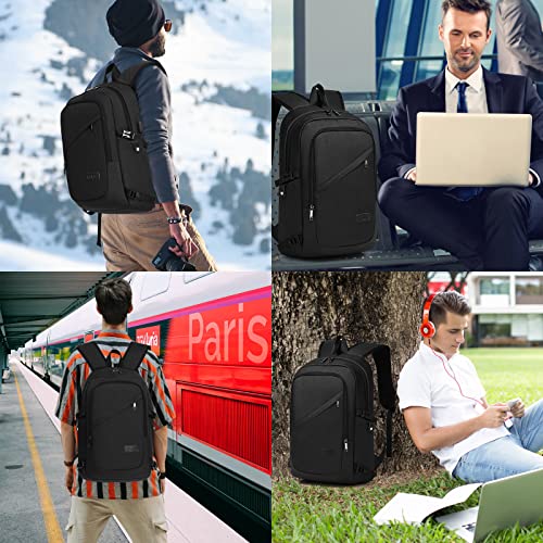 Mochila Hombre Mochila Portatil Impermeable Mochila Ordenador Portatil 15.6 Pulgadas con Puerto USB Mochila Antirrobo Backpack Laptop para Ordenador del Negocio Trabajo Diario Viaje Escolares Negro