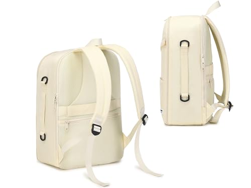 Mochila Viaje Cabina Avion 40x20x25 para Mujer y Hombre con Set Organizador Maleta de 6 Piezas. Bolsa Equipaje Mano de 30L Medidas Aptas Bajo Asiento Avión para Ryanair, Vueling, Easyjet (L, Beige)