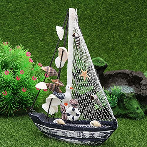 Modelo velero Decoración Madera Modelo Mano náutico Barco Decoración Velero Náutico Modelo Decorativo Madera Barco decoración Vacaciones mar Playa Modelo veleros Madera con Red Pesca