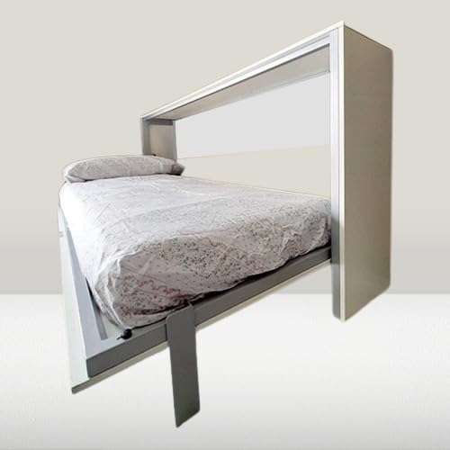 Monarka Cama abatible Horizontal MK1, Metal y Base Blanco. (90x190 cm, Frente Cama Blanco)