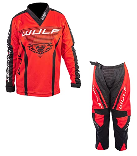Motorbike Wulf Forte MX Kids Race Suit New 2020 Motocross Quad Off Road Trials Enduro Kart ATV MTB Dirt Bike Pit Sport Junior Pant Shirt Kit (Red,3-4 Years with Waist 22)
