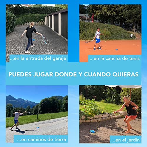 MOVEMATE Set de Entrenamiento Tenis con Pelota Wilson® – Innovador Dispositivo Deportivo para Jugar y Entrenar al Aire Libre, en el jardín, la terraza - Entrenador Tenis