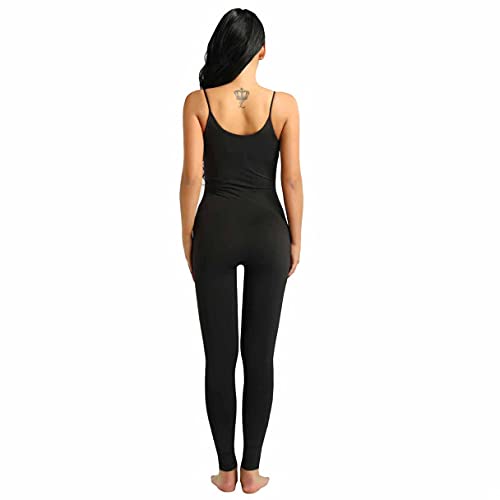 MSemis Mono de Gimnasia Maillot Entero Danza para Mujer Body Completo Tirantes Unitard Leotardo Body Baile Yoga Traje Bailarina Una Pieza Pole Dance Negro M