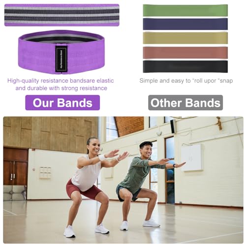 MSIHEY Bandas Elasticas Musculacion, Bandas elasticas Fitness Antideslizantes de Tela, 3 Niveles de Resistencia para Glúteo, Piernas, Brazo, Yoga, Pilates (Set de 3)