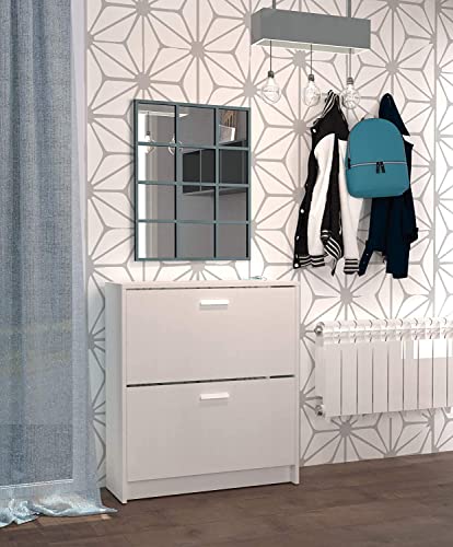 MUEBLES PITARCH Tibet Zapatero, Aglomerado de partículas y melamina de Alta Densidad, Blanco, 82 x 74 x 25 cm