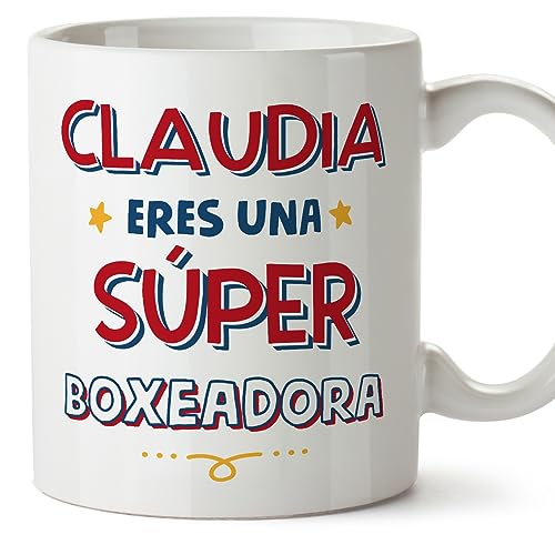 MUGFFINS Tazas Personalizadas para BOXEADORA mujer - En Español - Eres Súper - 11 oz / 330 ml - Regalo Personalizable original y divertido