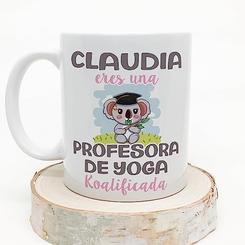MUGFFINS Tazas Personalizadas para PROFESORA DE YOGA - En Español - Koalificados Personalizados - 11 oz / 330 ml - Regalo Personalizable original y divertido