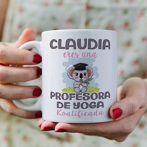 MUGFFINS Tazas Personalizadas para PROFESORA DE YOGA - En Español - Koalificados Personalizados - 11 oz / 330 ml - Regalo Personalizable original y divertido