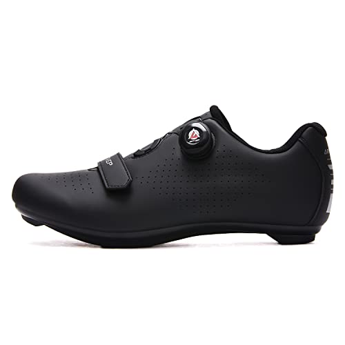 Mujer Zapatillas de Ciclismo para Hombre Zapatillas de Bicicleta de Carretera compatibles con Look SPD SPD-SL Delta Cleats Zapatillas de Bicicleta para Interiores Exteriores Todo Negro EU 38