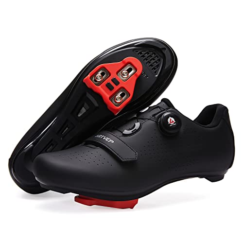 Mujer Zapatillas de Ciclismo para Hombre Zapatillas de Bicicleta de Carretera compatibles con Look SPD SPD-SL Delta Cleats Zapatillas de Bicicleta para Interiores Exteriores Todo Negro EU 38