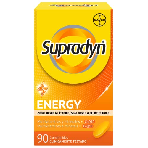 Multivitaminas, Supradyn Energy, 90 comprimidos, 3 Meses de Suministro, Complejo Vitaminico completo, Vitamina B12, B6, Coenzima q10, Sin Gluten y Sin Lactosa, Unisex