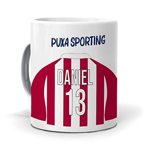 mundohuevo Taza personalizada con texto. Regalo original.Camiseta personalizada Sporting. Puxa sporting. Haz un regalo único